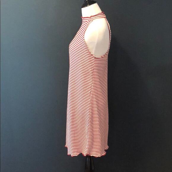 Zara Red Dress Striped Ribbed - Picture 3 of 6